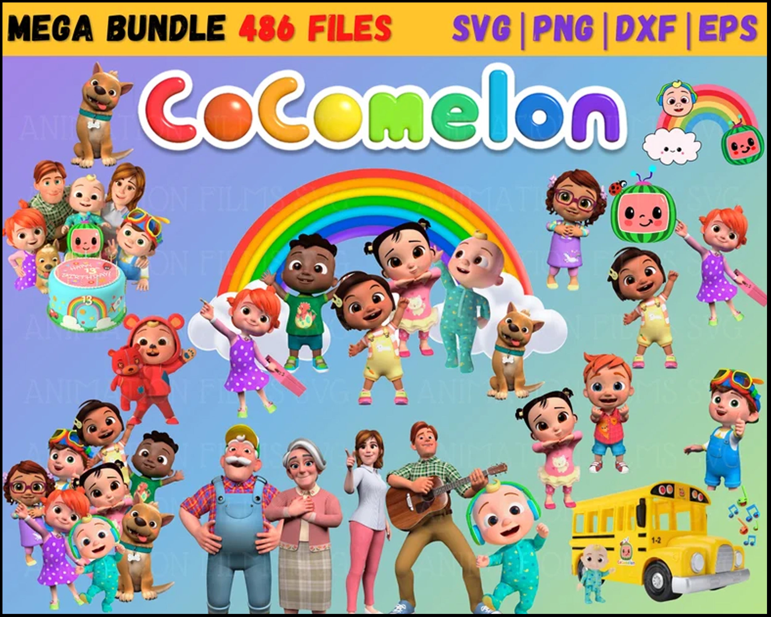 Cocomelon Svg bundle, Cocomelon Png, Cocomelon, Cocomelon Birthday, Cocomelon Invitation, Layered, Silhouette