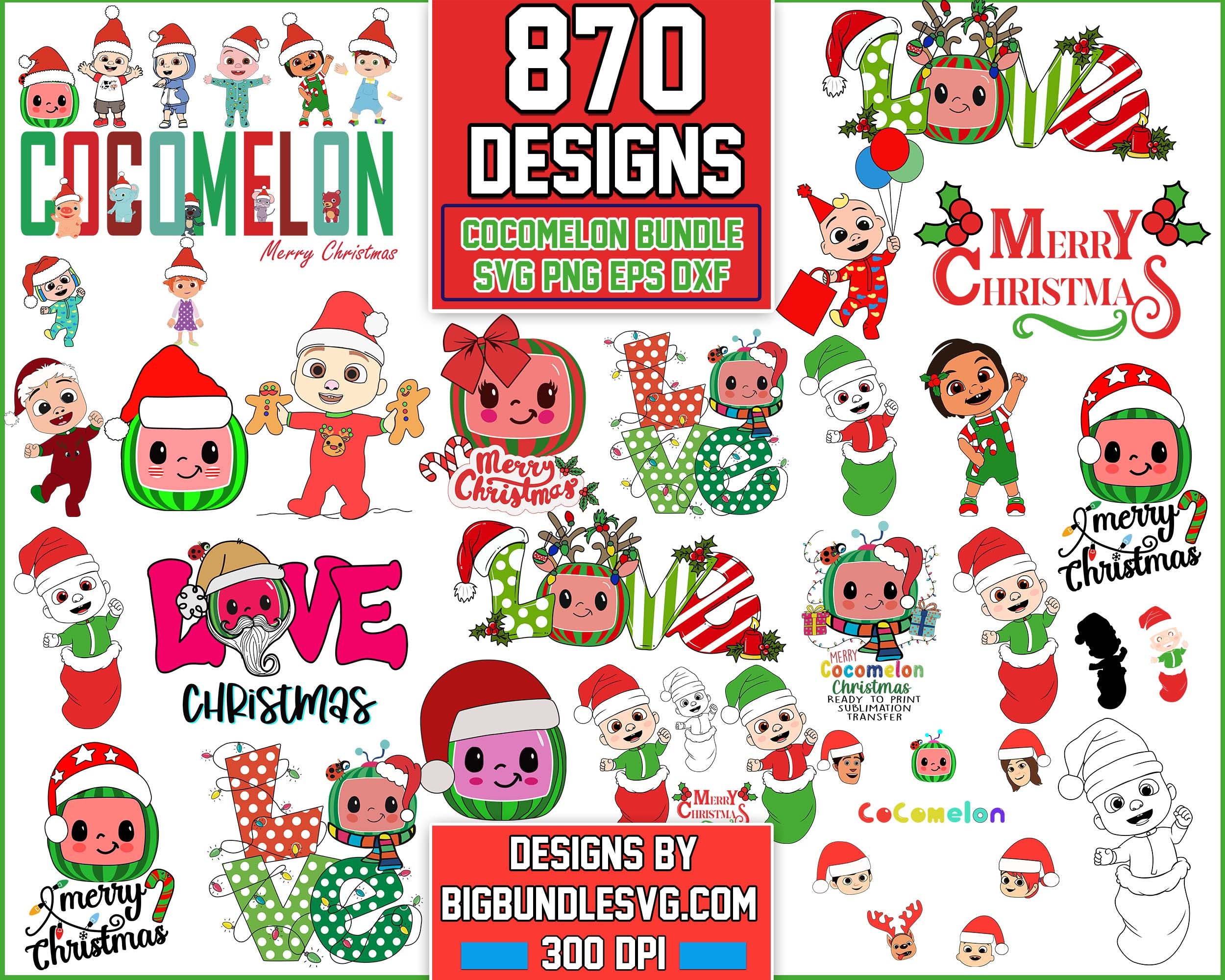870+ Christmas Cocomelon bundle, Cocomelon Svg, Png, Eps, Dxf, Cocomelon Bundle, Digital download.