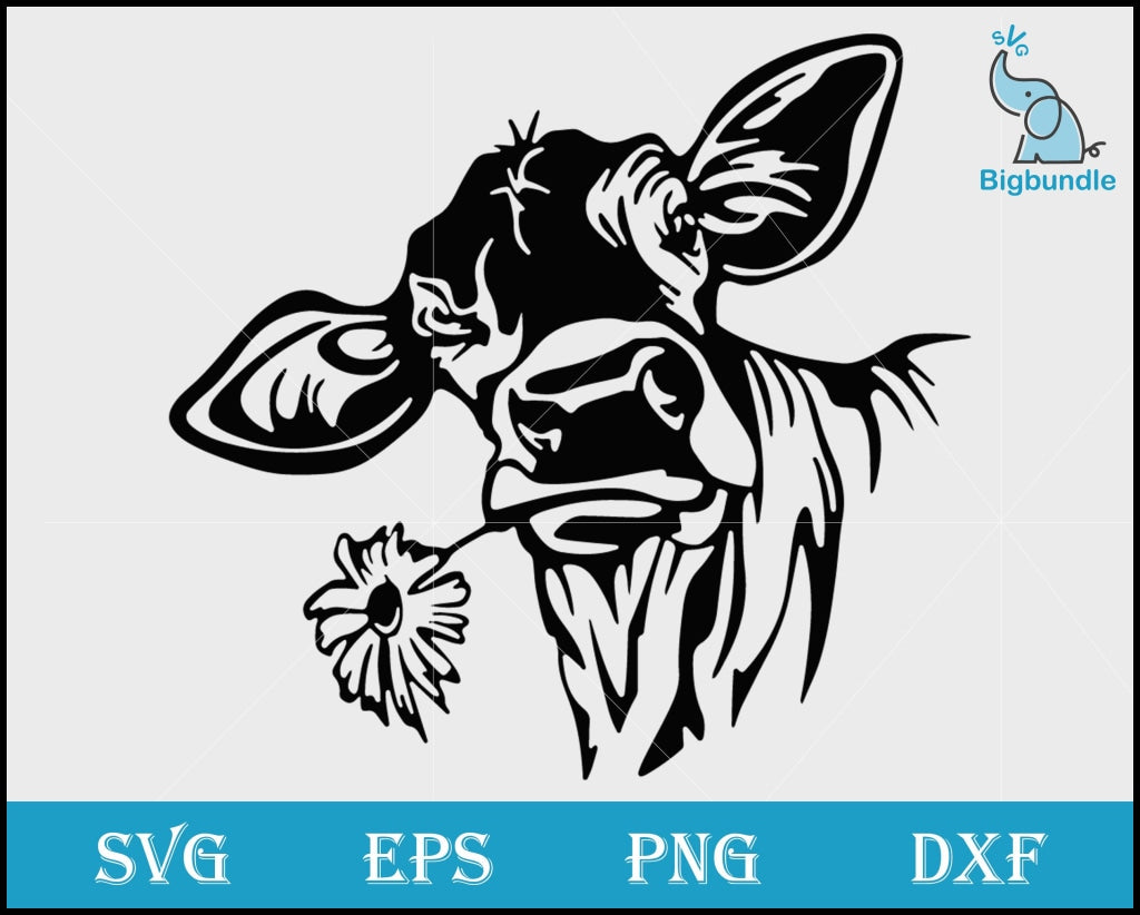 Cows with flower Svg, funny svg, png, dxf, eps digital file