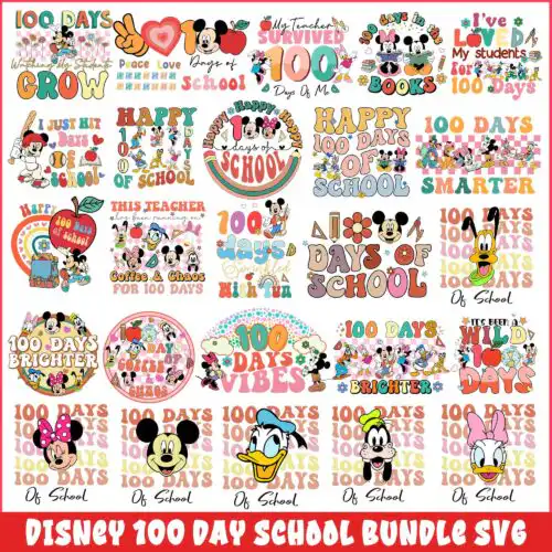 Disney 100 day school bundle svg