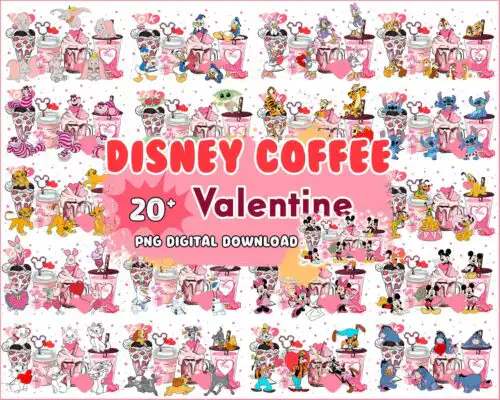 Version 2 - 20+ Disney coffee Valentines Day bundle, Valentines coffee, Valentines PNG Designs VLT30122201