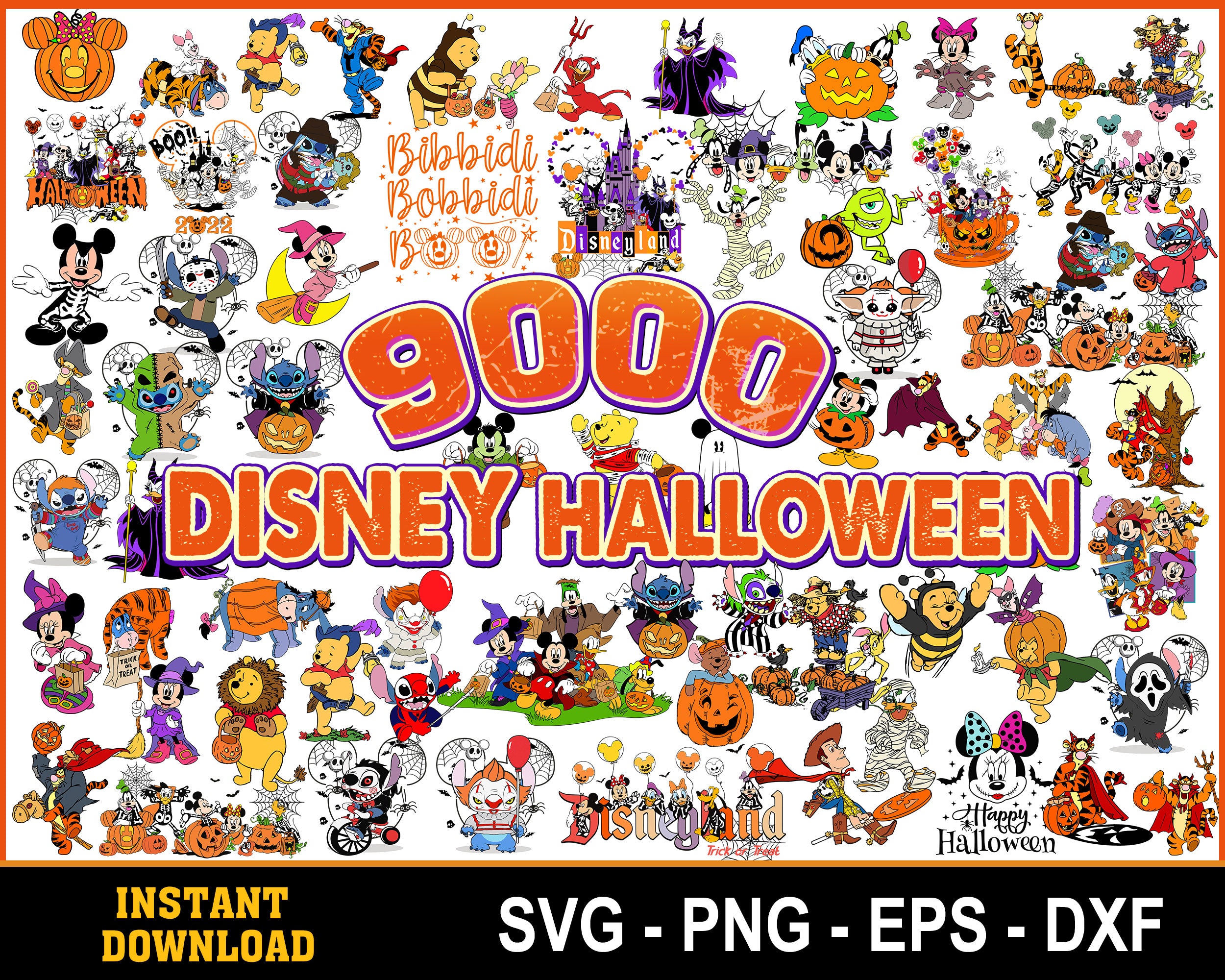 9000+ Disney Halloween bundle svg, Horror disney characters svg, png, eps, dxf, pdf, Digital file
