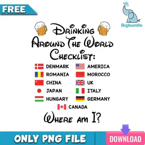Dringking around the world png, disney png, Digital download.