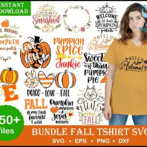 fall-shirt-svg-bundle-450-png-dxf-pdf-1-0-191.jpg Collage of fall t-shirt typography graphics with plaid pumpkins, fall leaves and autumn phrases on white