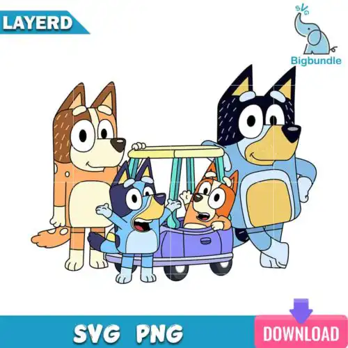 familyblueysvg2.jpg Family bluey car svg, bluey svg, digital download.