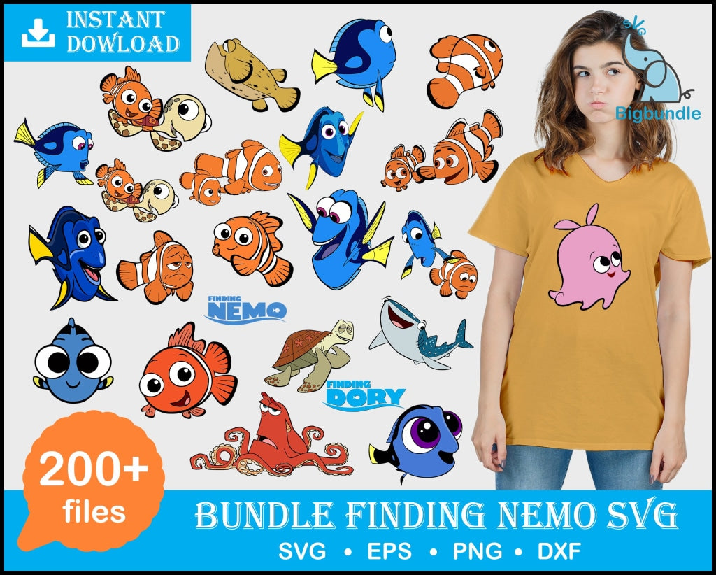 Finding Nemo svg, 330 Files, BUNDLE svg, Bundle Finding Nemo SVG for Cricut, Finding Nemo Font svg