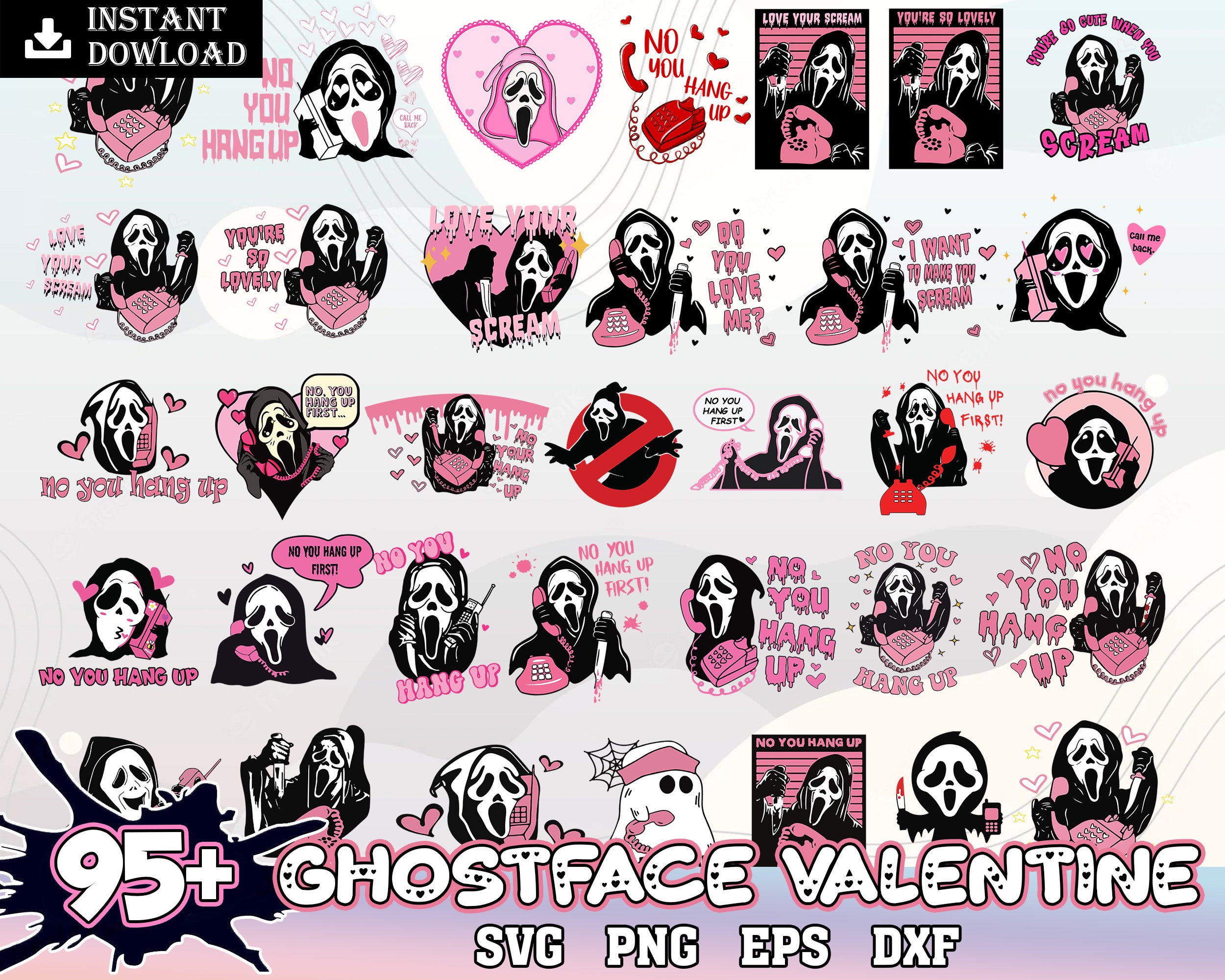 95+ Ghostface Valentine bundle, Valentine's day SVG, Valentine svg png eps dxf, Design Digital Download