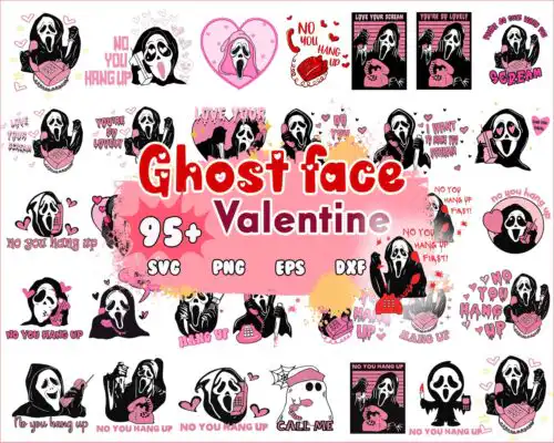 Version 2 - 95+ Ghostface Valentine bundle, Valentine's day SVG, Valentine svg png eps dxf, Design Digital Download