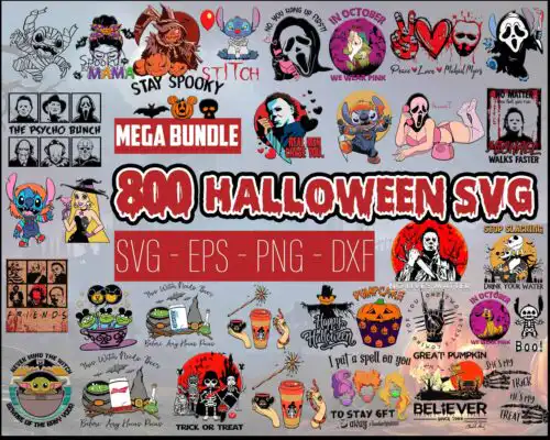 800+ Mega Halloween svg files, Halloween designs bundle in 4 formats png, svg, dxf, eps,, Digital files download.