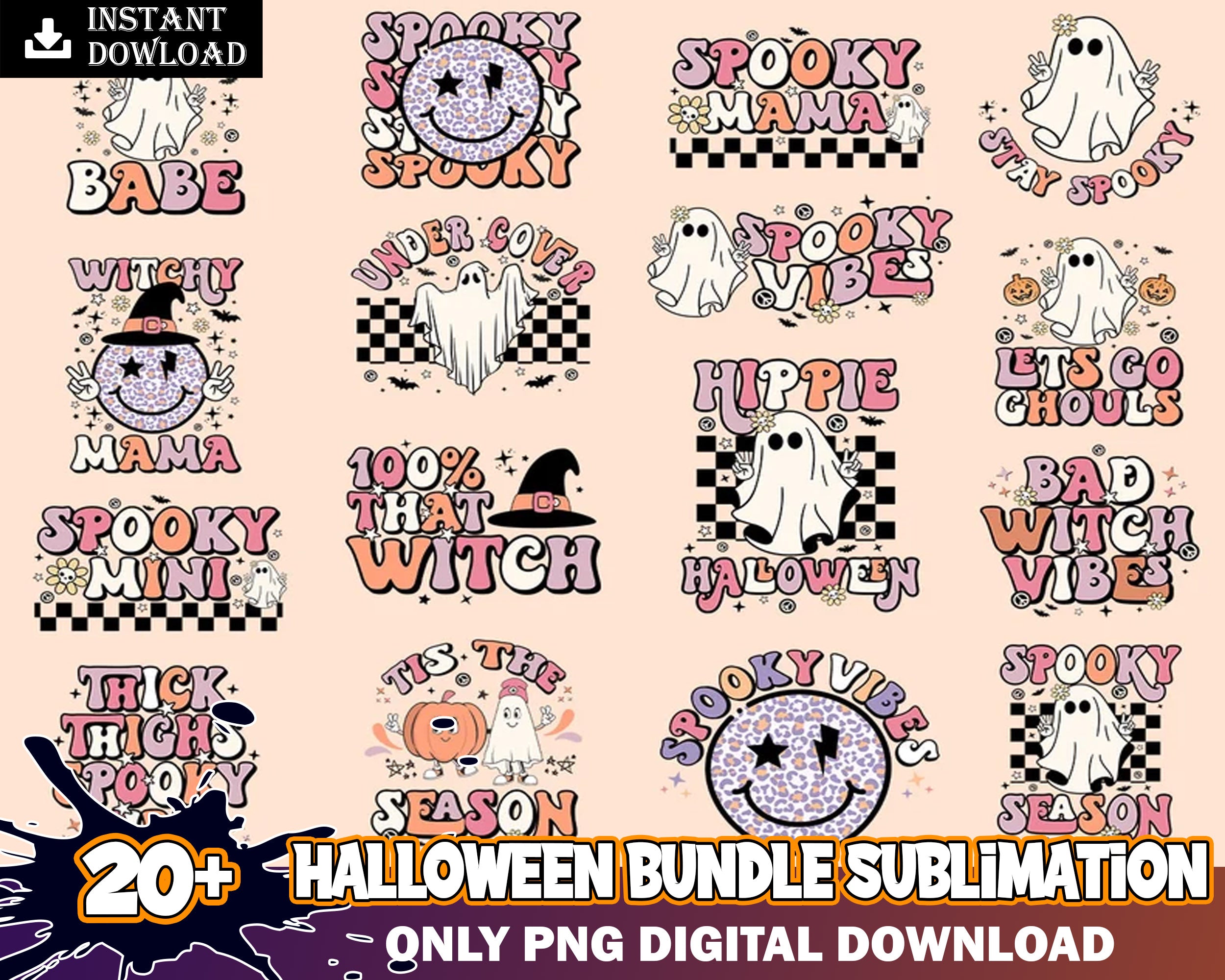 20+ Halloween bundle png, Halloween ghouls only PNG images, Digital file, Digital download.
