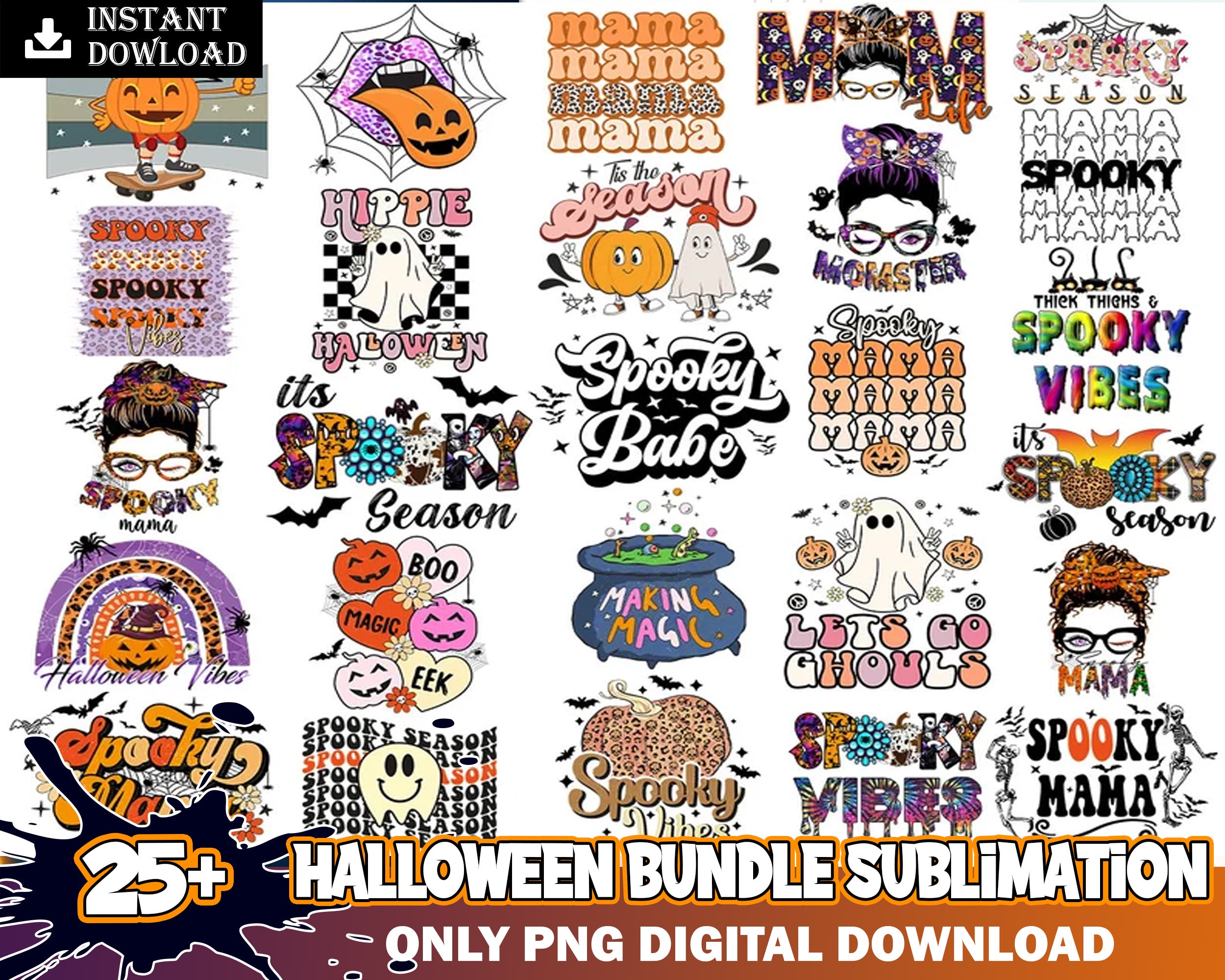 25+ Halloween bundle only PNG, Halloween ghouls png, images, Digital file, Instant download