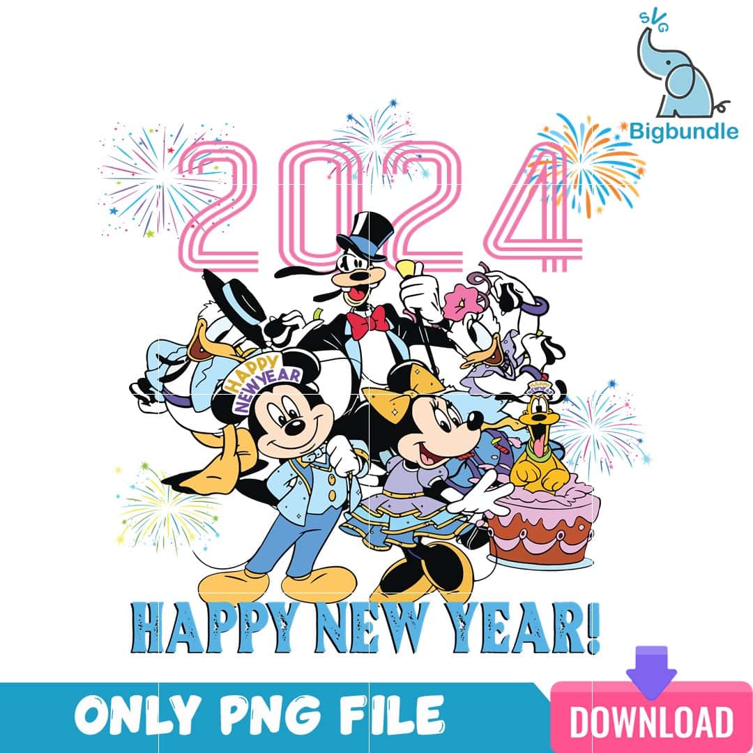 happy new year 2024 mickey and friend