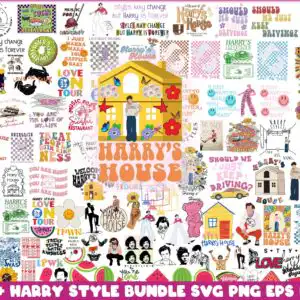 harryhousebundle275_6.99.jpg Harry's House collage with yellow house, flowers, watermelon and retro lettering