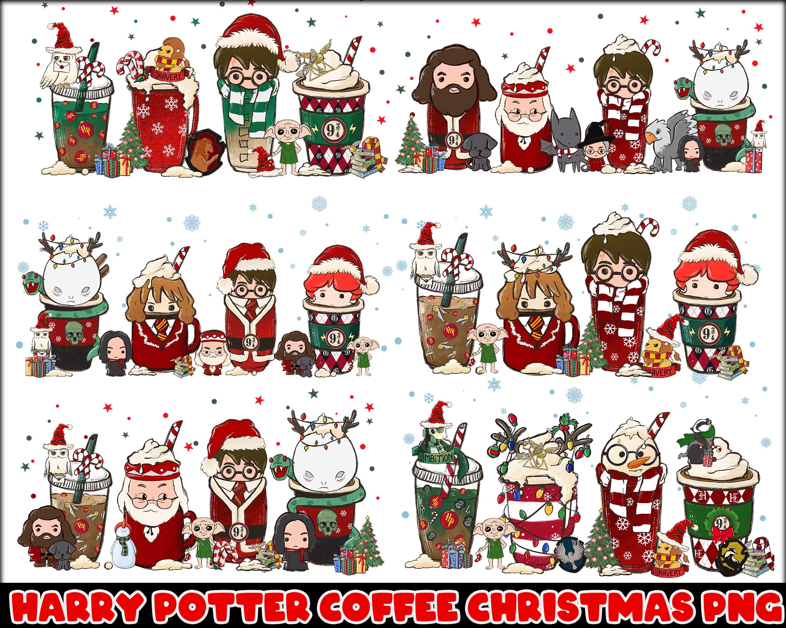 Version 2 - Harry Potter Christmas coffee bundle , Harry Potter Christmas PNG, HP Xmas png, Wizard world CRM29112206