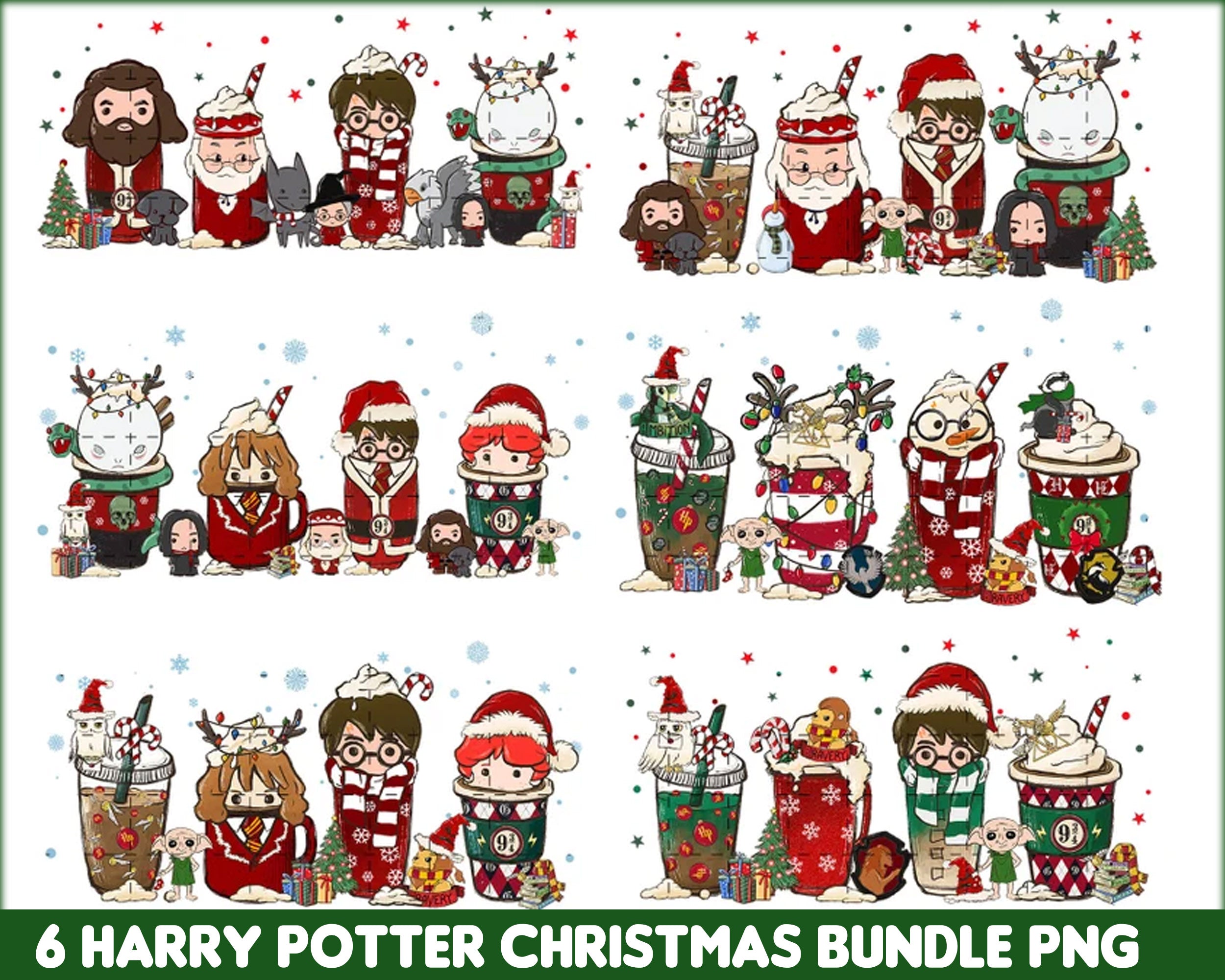 6 Harry Potter Christmas coffee bundle , Harry Potter Christmas PNG, HP Xmas png, Wizard world CRM05112201