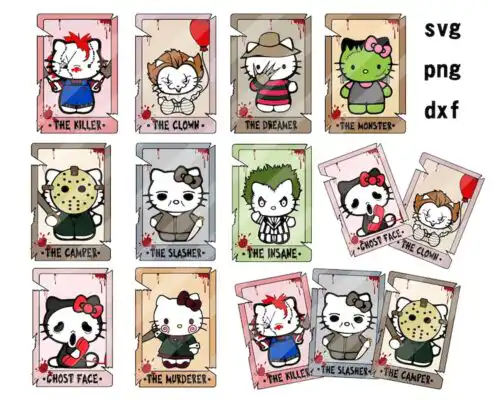 Hello Kitty Halloween Bundle svg, Kawaii kitty halloween svg