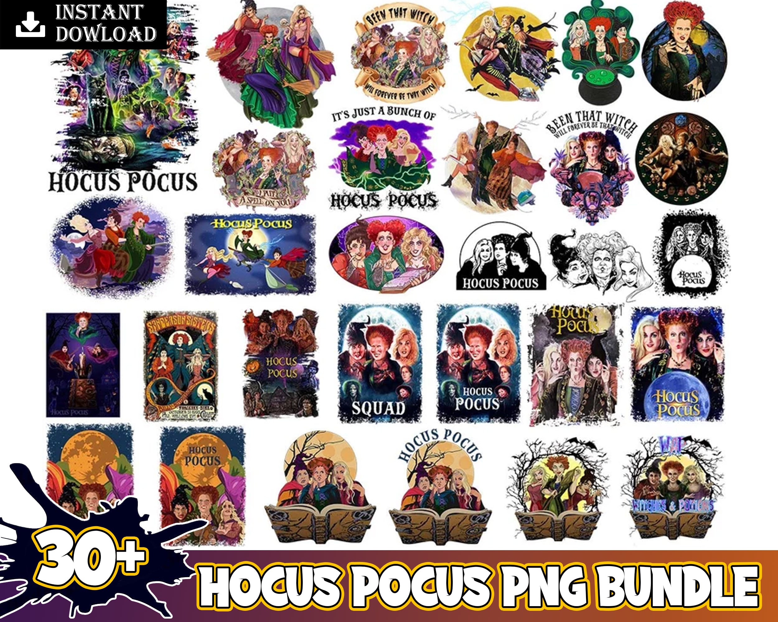 30 Hocus Pocus Png Bundle, Sanderson sisters png files, Digital bundle download.