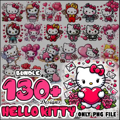 Hello kitty valentine png bundle trending 2024