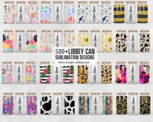 500+ MEGA BUNDLE 16oz Libbey Glass Can Tumbler Seamless Sublimation Designs, Glass Can Wrap png, Libbey Can Template, 16oz Libbey Wrap PNG