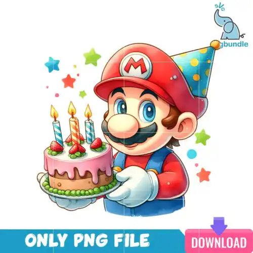 Mario With Birthday Cake PNG