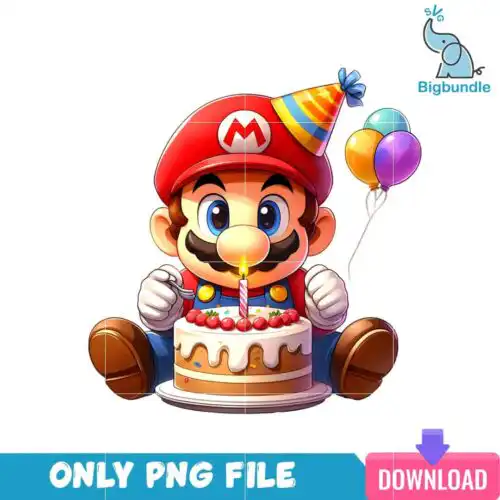 Mario Birthday Cake Colorful PNG