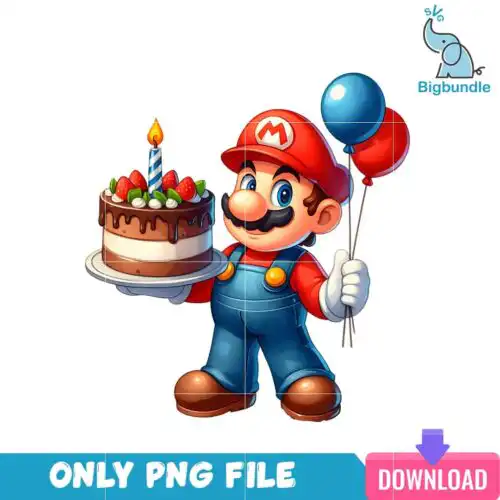 Mario And Birthday Cake PNG