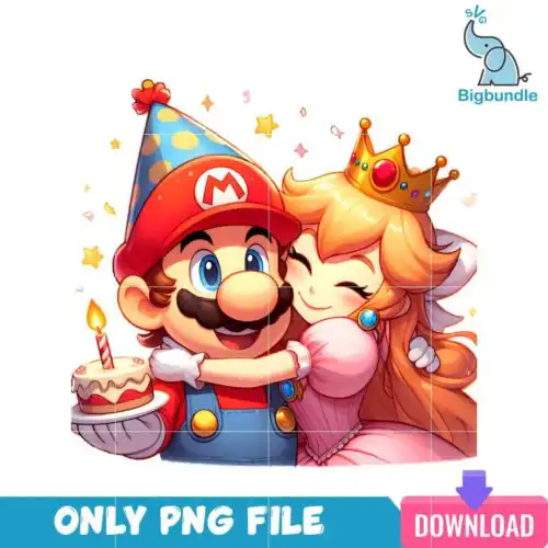 Mario And Peach Enjoy Birthday PNG
