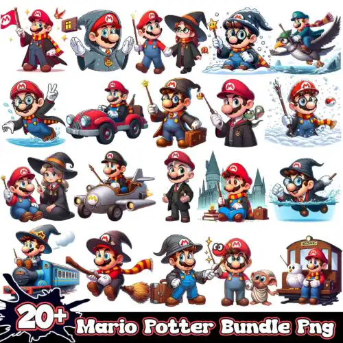 mariopotterpngbundle.jpg Supper mario potter png bundle