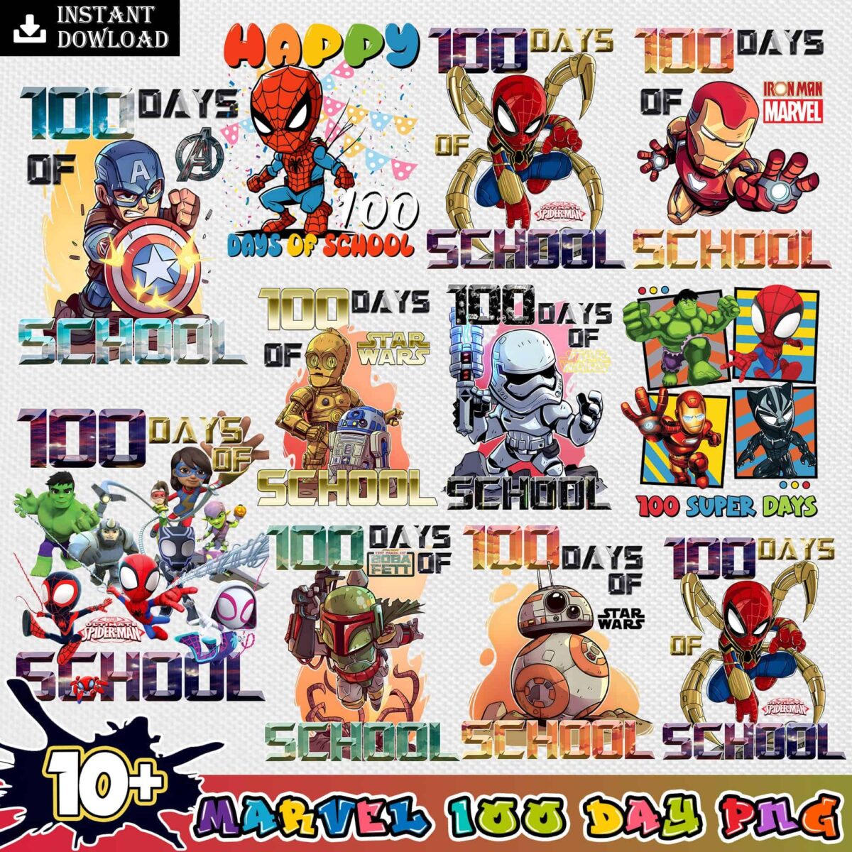 marvel100dayschoolpngbundle