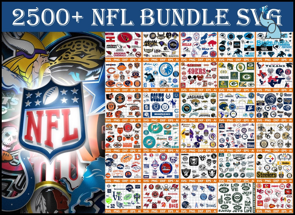 Mega NFL Bundle Svg, Nfl Logo Svg, Nfl Team Svg, Sport Svg, All Nfl Teams