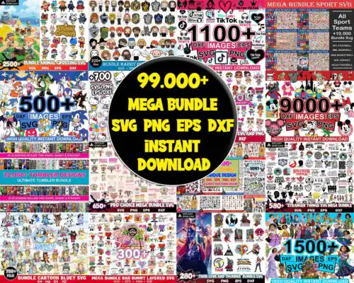 New Ultimate Giga Bundle svg, Mega bundle svg, 99.000 unique designs almost everything included