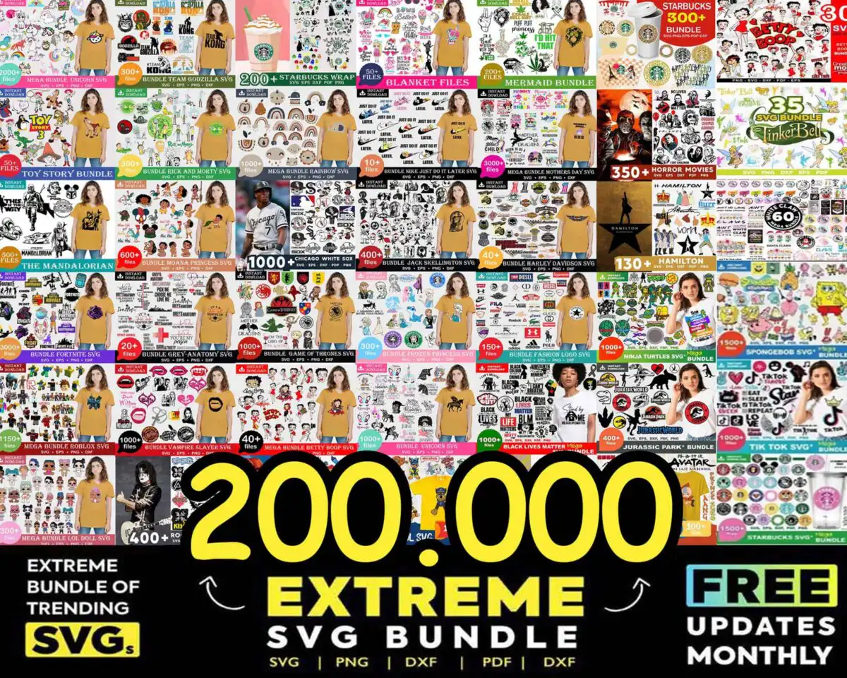 The Ultimate Giga Bundle svg, Mega bundle svg, 200.000 unique designs almost everything included