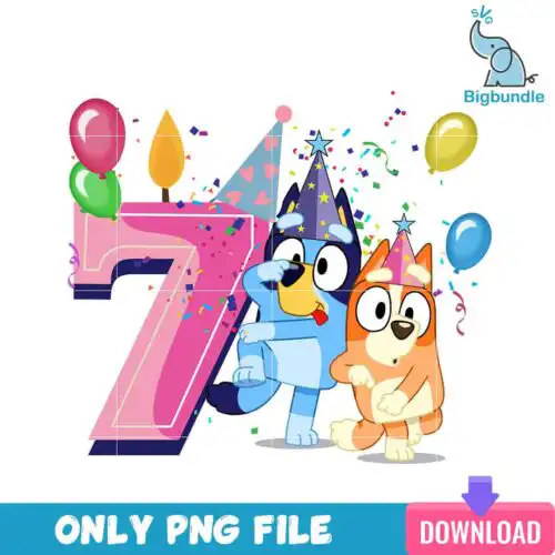 7th Bluey Birthday Girl Svg, Bluey Birthday Svg, Bluey Svg, SG31072324