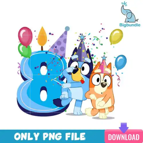 8th Bluey Birthday Boy Svg, Bluey Birthday Svg, Bluey Svg, SG31072325