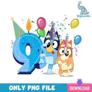 mockup-bigbundle-bbtd-_17.jpg Two cartoon puppy dogs in party hats with blue number 9 and colorful balloons