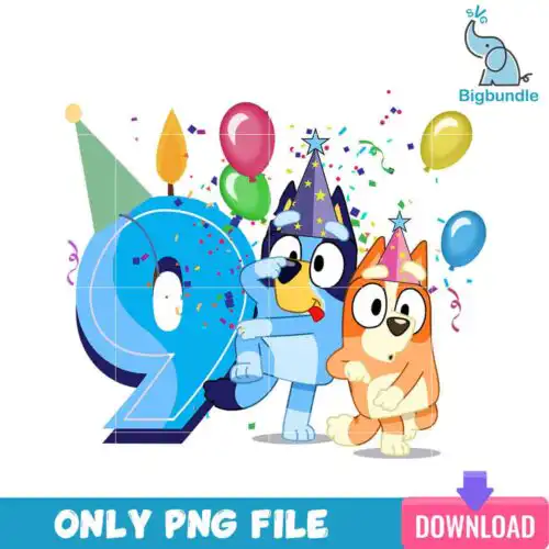 9th Bluey Birthday Boy Svg, Bluey Birthday Svg, Bluey Svg, SG31072327
