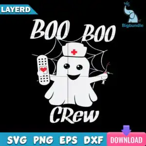 mockup-bigbundle-hlw26092012.jpg White cute ghost in nurse hat with red cross holding bandage and syringe and BOO BOO CRew text
