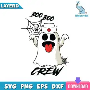 mockup-bigbundle-hlw26092018.jpg Cartoon ghost wearing nurse hat with red cross and BOO BOO CREW text with spiderwebs