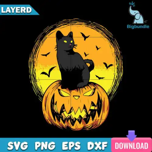 Cat Pumpkin Halloween Svg, Halloween Svg, Instant Download, SG01072360