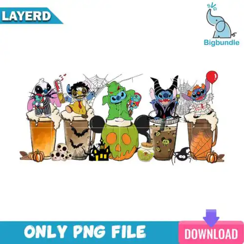 Stitch Horror Coffee Halloween Png, Halloween Png, SG26072380