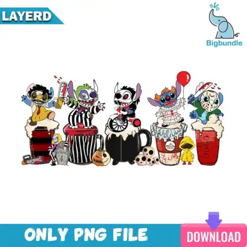 Stitch Horror Coffee Halloween Png, Halloween Png, SG26072381