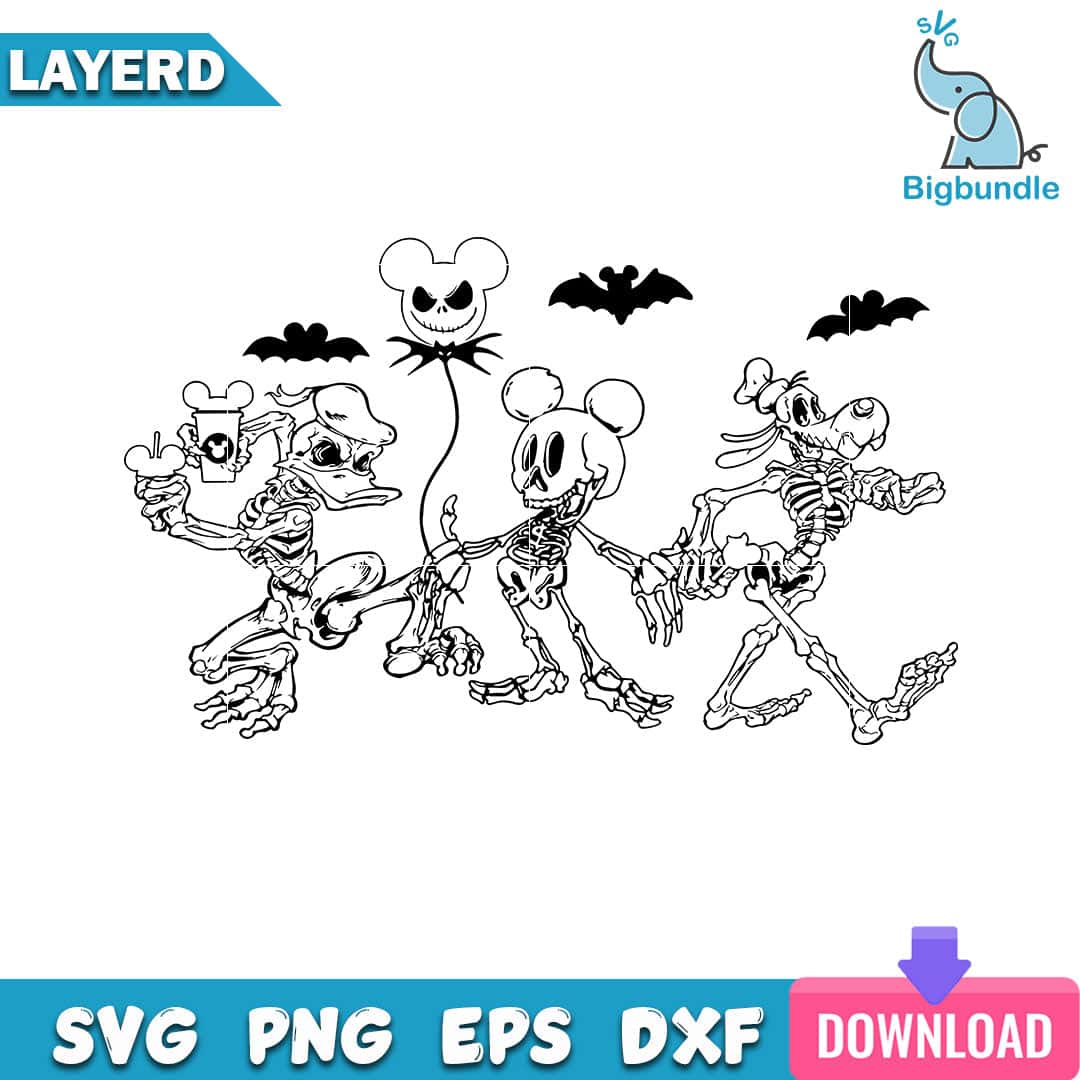 mockup bigbundle file l Disney Mickey Skeleton Halloween