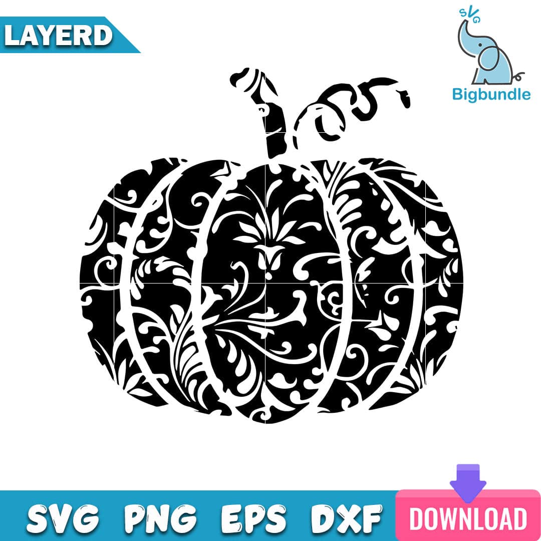 mockup bigbundle file l Floral Pumpkin Halloween