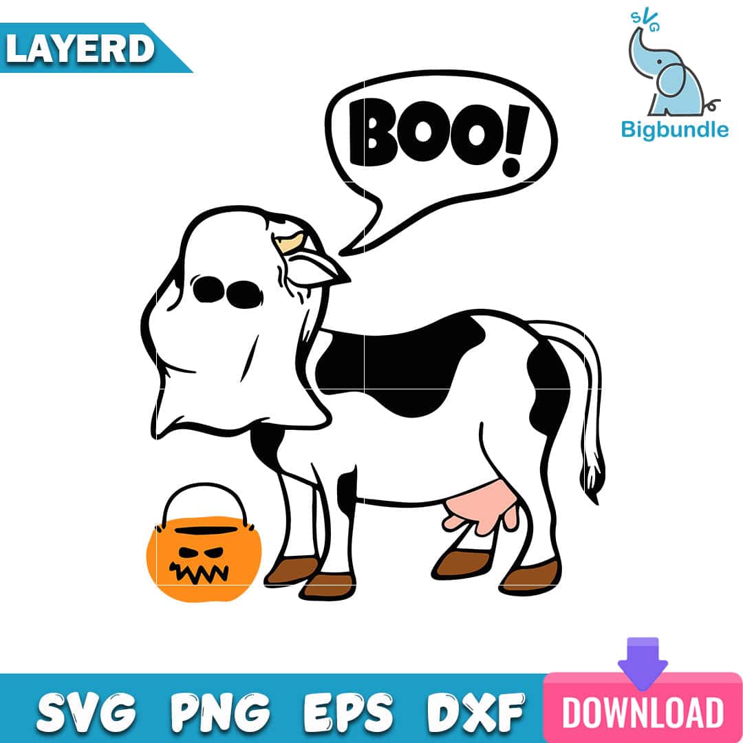 mockup bigbundle file l Halloween Cow Ghost Costume Cute Boo