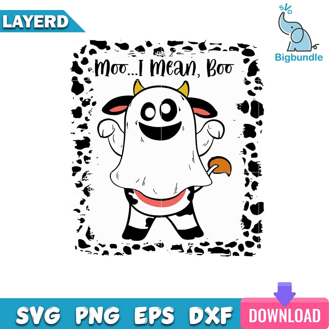 mockup bigbundle file l Halloween Moo I Mean Boo Ghost Cow