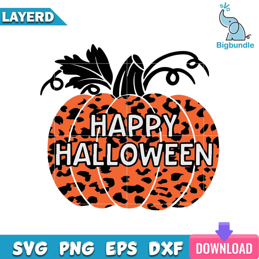 mockup bigbundle file l Happy Halloween Leopard Print Pumpkin