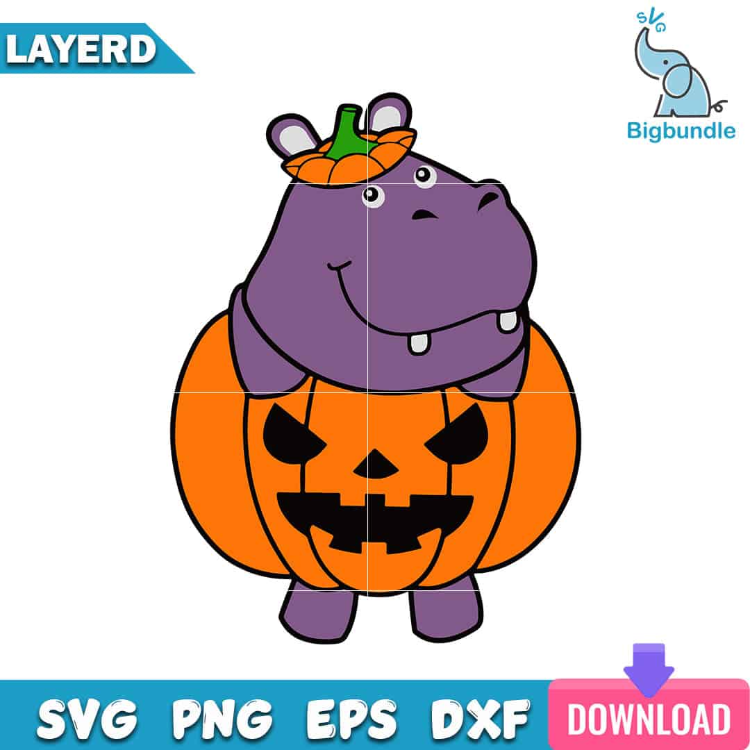 mockup bigbundle file l Hippopotamus Pumpkin Body Halloween