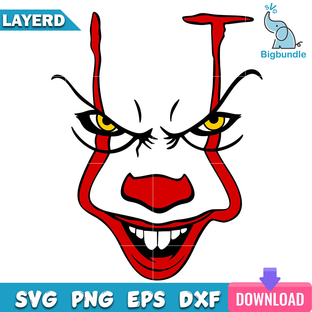 Pennywise Face svg, It Pennywise svg for cricut, horror movie svg