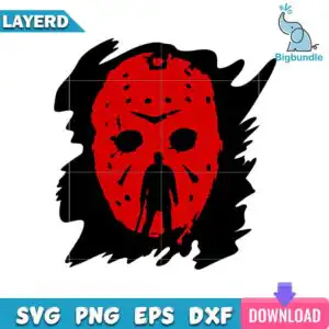 mockup-bigbundle-file-l_-jason-mask.jpg Red hockey mask with black splatter and silhouette graphic for Halloween