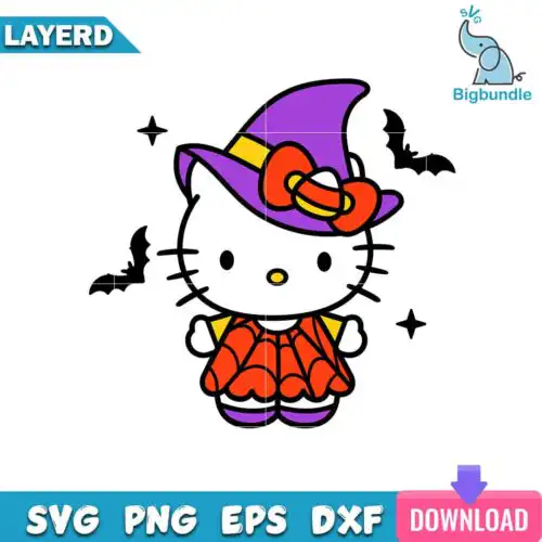 Witch Hello Kitty svg, hello kitty halloween svg